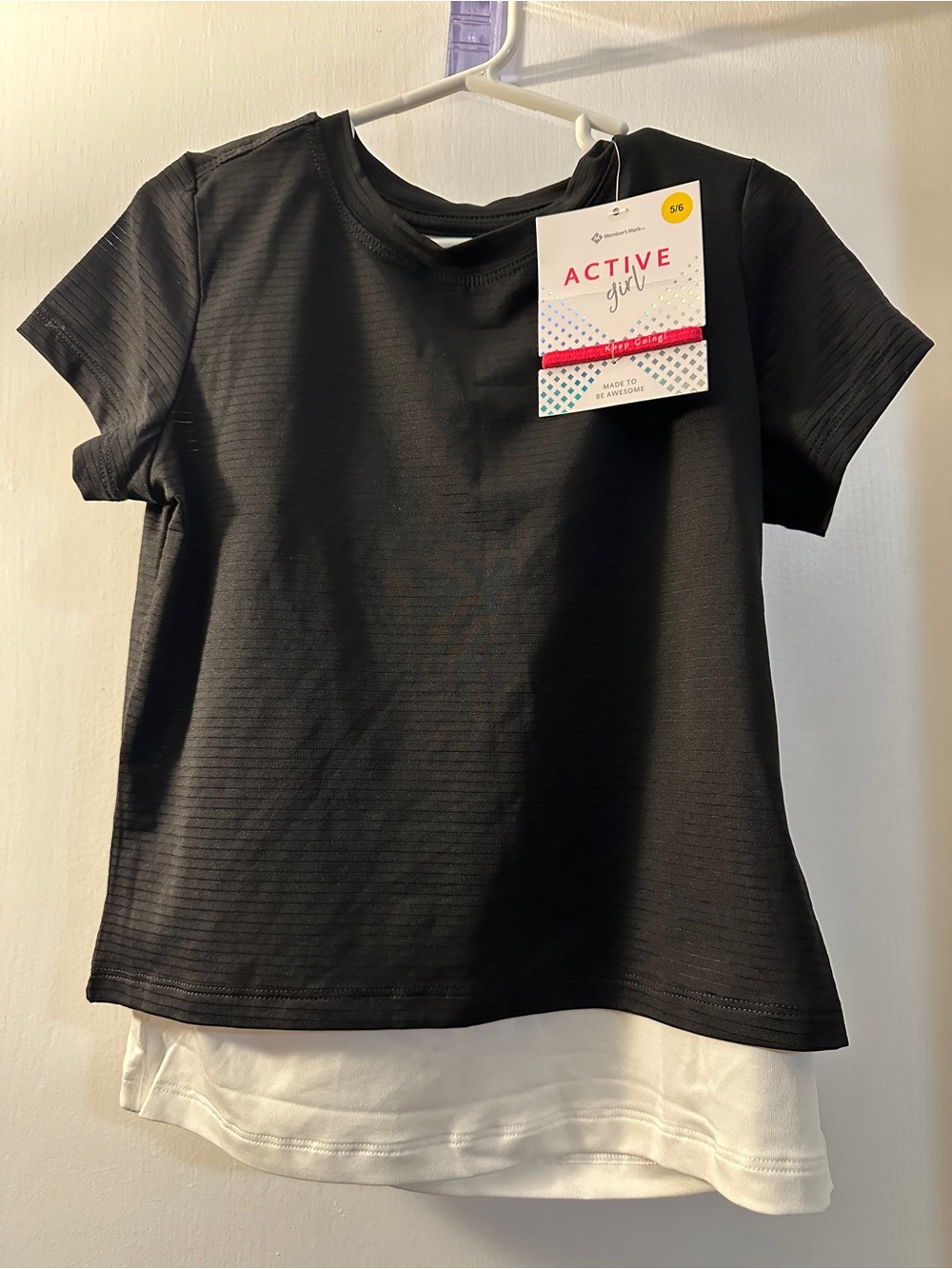 Girls Active USA Black Layered Short-Sleeve Top 5/6